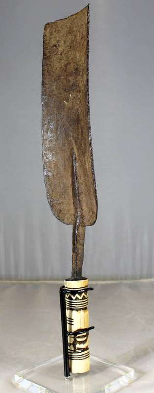 Vintage African Spade With Carved Bone Handle