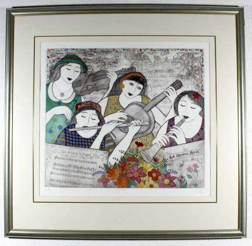 Anine Barnard - La Revue Rose - A beautiful limited edition etching! Bid now!