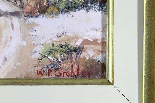 WP Grobler - Busveld with tree and gate - A beautiful treasure! - Low price! -  Bid now!!