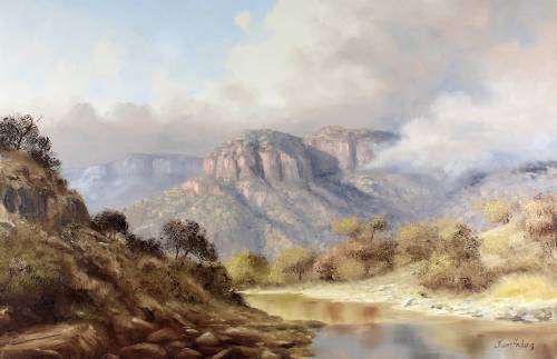 Thomas Hacking - River with clouded mountains