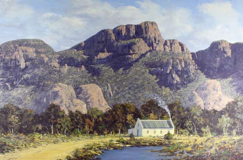 Alan Maling - Cape Dutch house and mountains