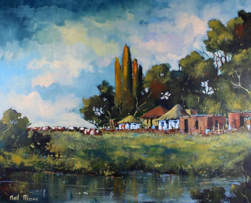 Neil Moss - Huts next to the river