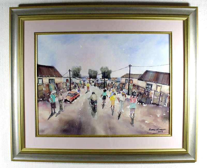 Alphen Ntimbane - Street scene with figures