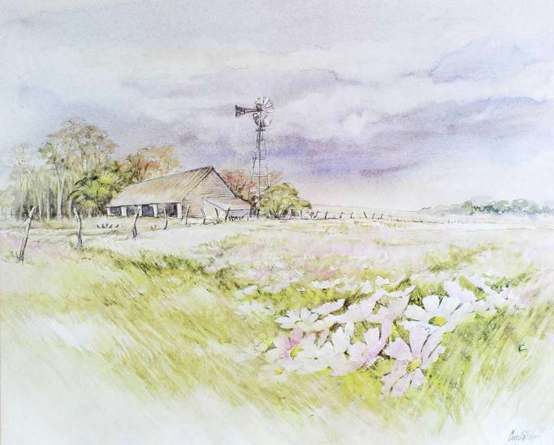 Chrystal Wynn - Farmhouse with Cosmos