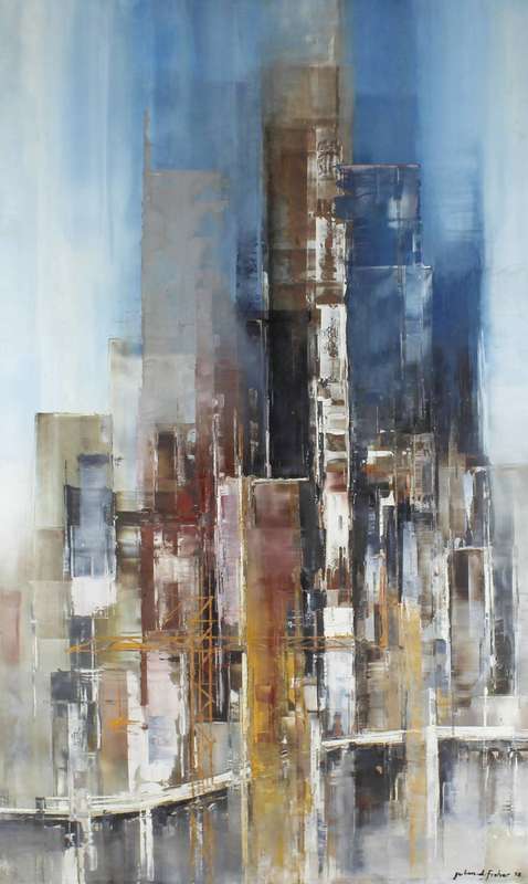 Julian D Fisher - Abstract city scene with crane