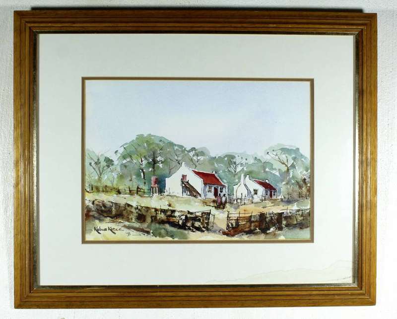 Kobus Kotze - Homestead with figures - Stunning art! Bid now!