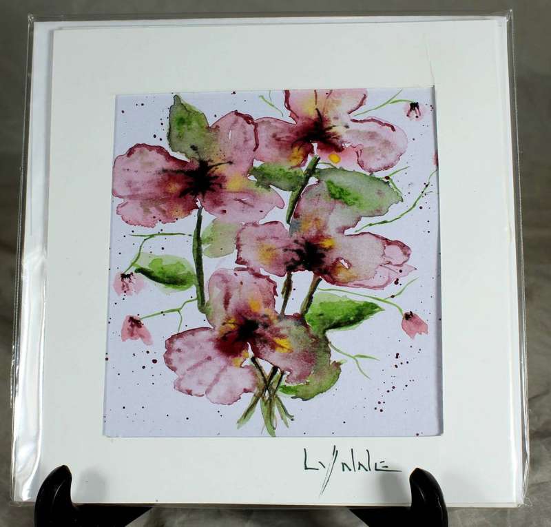 Lynne Jackson - Pink flowers - Watercolor greeting card