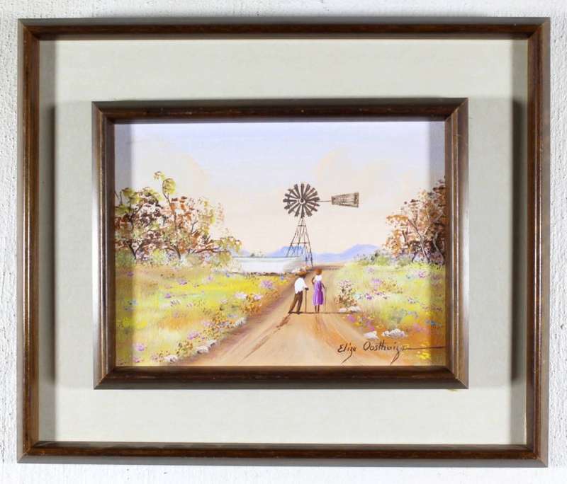 Elize Oosthuizen - Figures with windmill - A beautiful little treasure!! - Bid now!