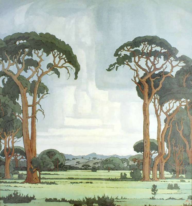 Pierneef - Station Panel - Bosveld, Tranvaal - Iconic scene - A beautiful print!! Bid now!