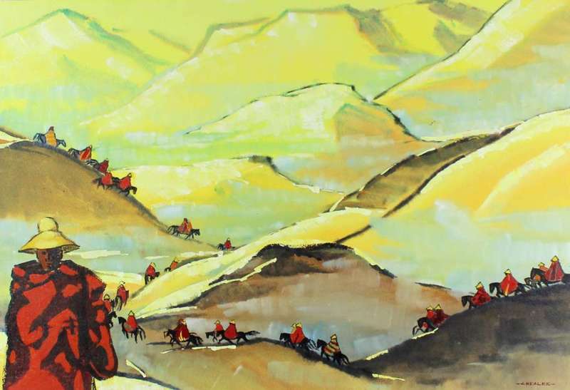 Richard Cheales - Horse riders in the mountains