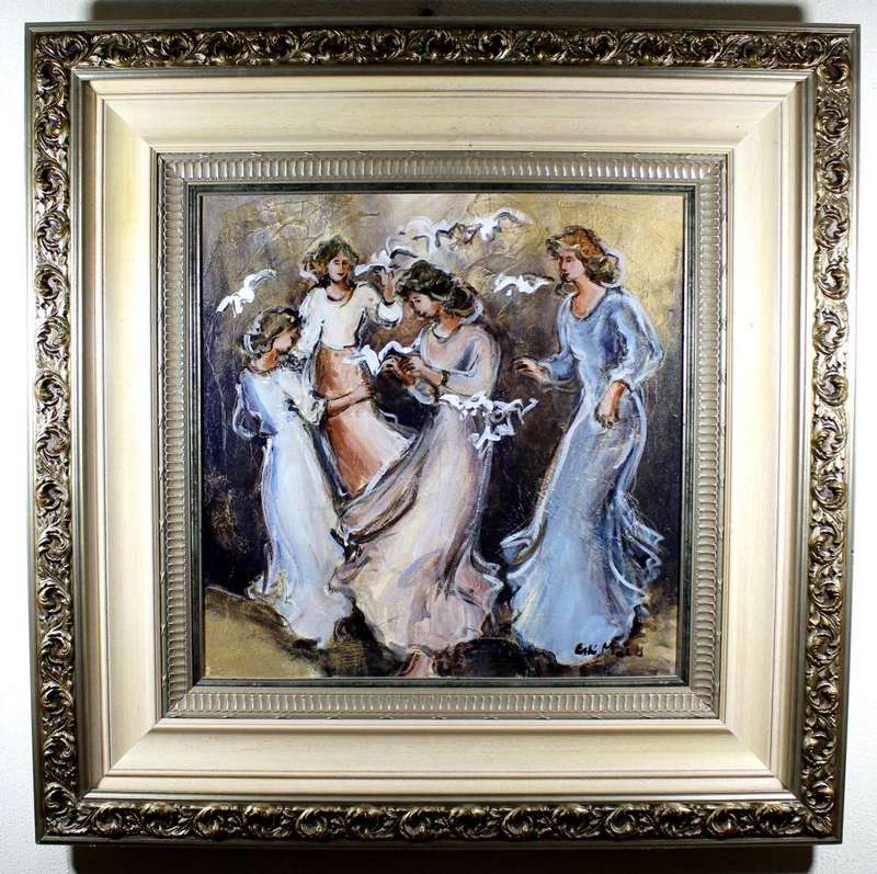 Este Mostert - Dancing woman with doves