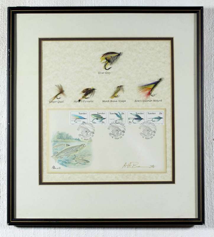 Framed Trout Flies and First Day Cover
