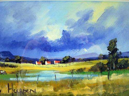 Pieter van Heerden - Farmscene with cattle - A beautiful painting, beautifully framed.