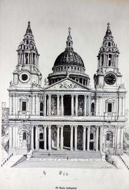 B Smith - St Pauls Cathedral - A beautiful etching! Take a look! LOW price!
