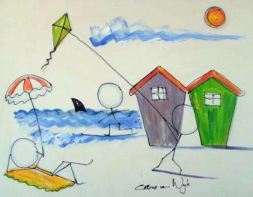 Cobus van Wyk - Seaside art - A unique painting from this talented artist!! Bid now!!