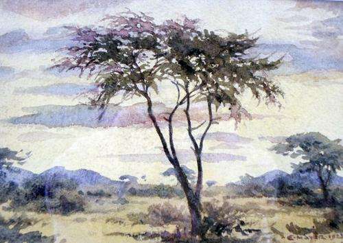 Erich Mayer - Landscape with large tree - A beautiful little treasure! Bid now!!