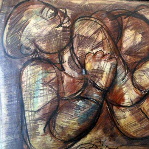 JH Baloyi - Abstract figures brown - A stunning painting from this popular artist! Bid now!