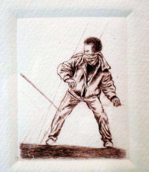 Abe Mathabe - "Boys Frontier" - Miniature etching by a true master! Simply amazing!!