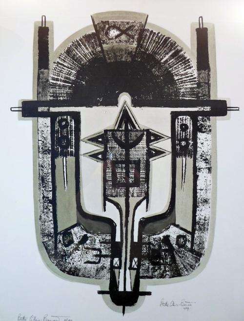 Bettie Cilliers-Barnard - Shield Form Grey - Stone Lithograph - A stunning piece! Bid now!