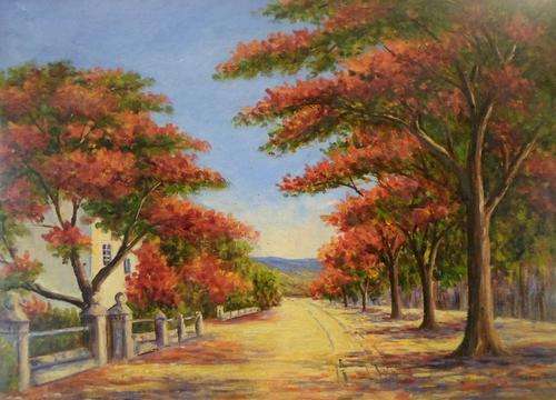 Norah Allen - Tree lined street - A little treasure!! Bid now