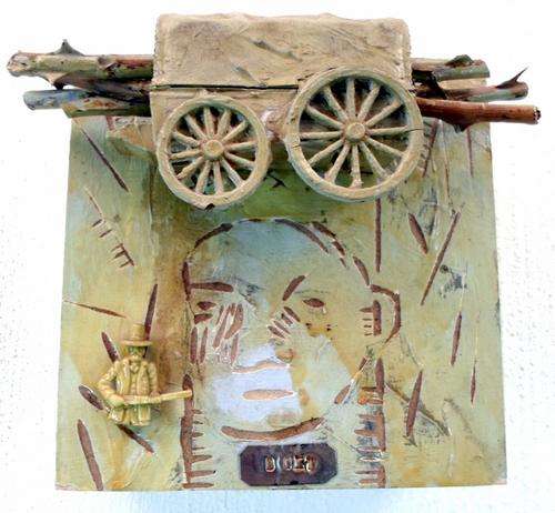 Andre Naude and Chris Diedericks -  BOET - An absolute stunning painting and found objects Bid now!!
