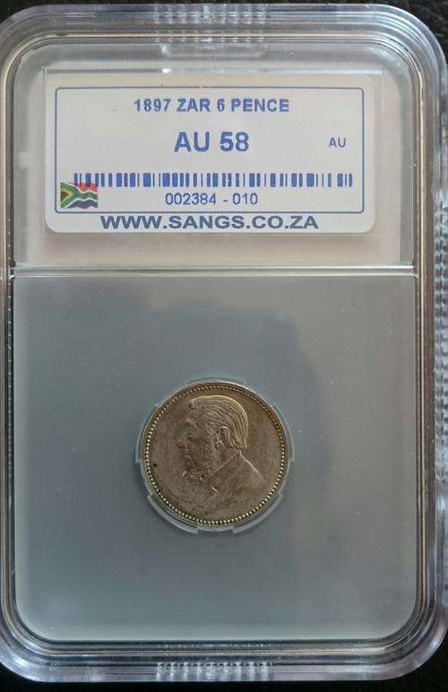 1897 ZAR sixpence | AU58 | R1 start