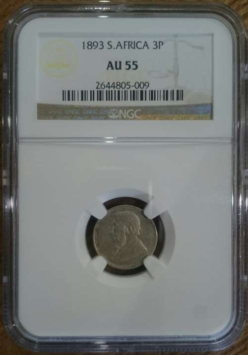 1893 ZAR 3d | NGC AU55 | Rare