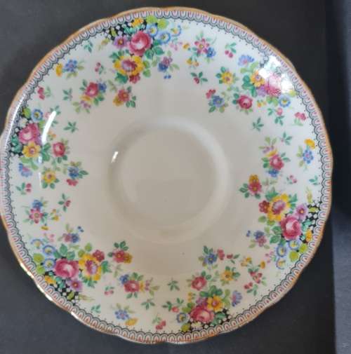 WOW! Rare pattern vintage Tuscan bone china trio. Stamped