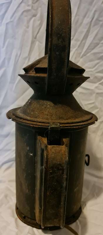 19th century Railway station guards lantern . Converted to electric lamp