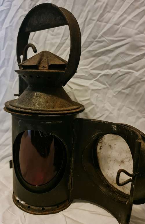 19th century Railway station guards lantern . Converted to electric lamp