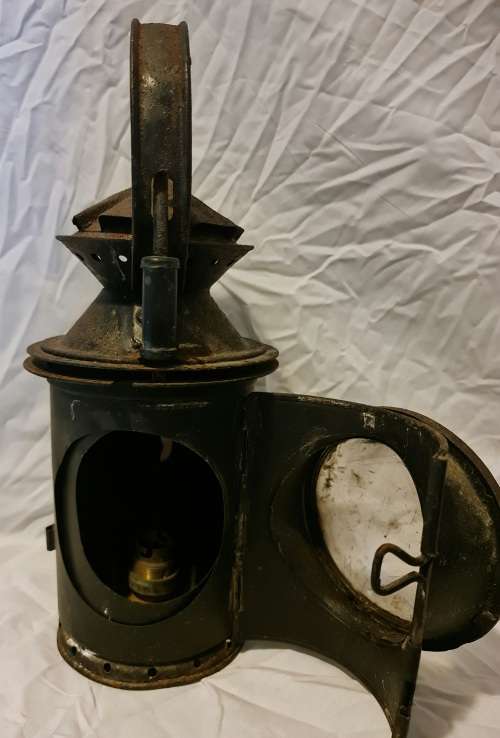 19th century Railway station guards lantern . Converted to electric lamp