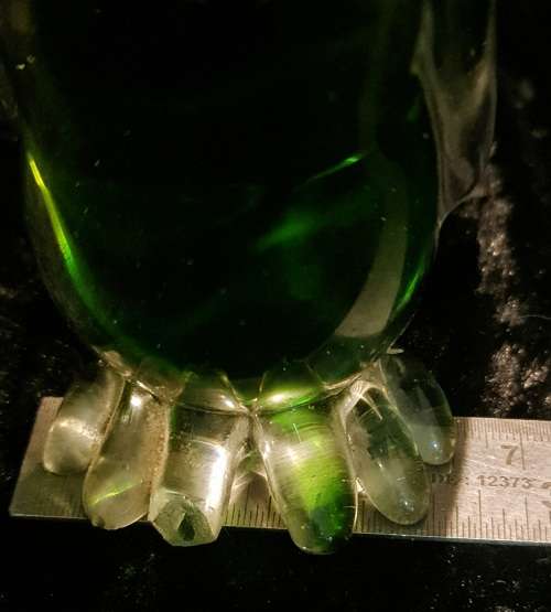 Heavy vintage green glass duck.