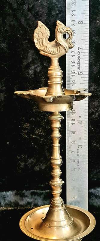 2x   Traditional Brass Kumbakonam Nachiarkoil Kuthuvilakku Diya (Golden Yellow