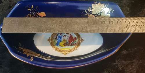 Vintage 1794 Thun Karlovarsky Porcelain Cobalt Blue and 24 carat Gold Trim, oblong dish