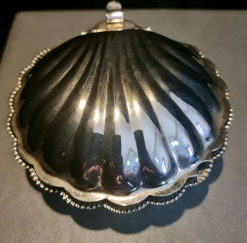 Sea Shell Butter or Caviar Dish with glass bowl insert.