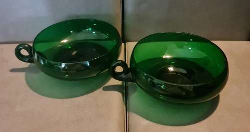 Vintage Kumela Green Glass Dessert Bowls, Set of 2