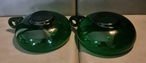 Vintage Kumela Green Glass Dessert Bowls, Set of 2