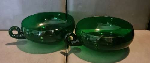 Vintage Kumela Green Glass Dessert Bowls, Set of 2