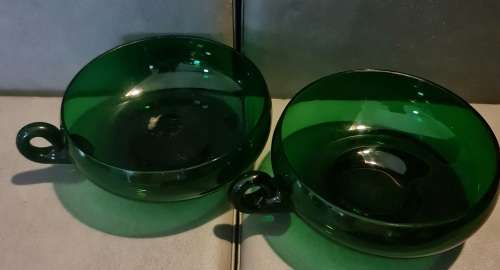 Vintage Kumela Green Glass Dessert Bowls, Set of 2