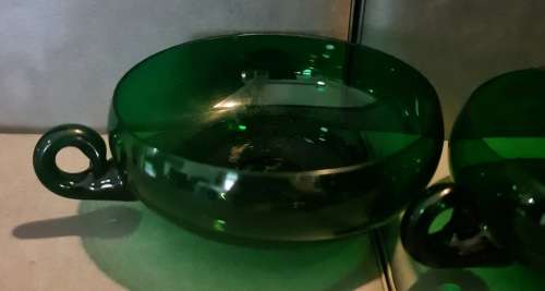 Vintage Kumela Green Glass Dessert Bowls, Set of 2