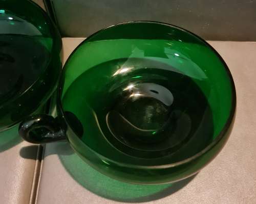 Vintage Kumela Green Glass Dessert Bowls, Set of 2