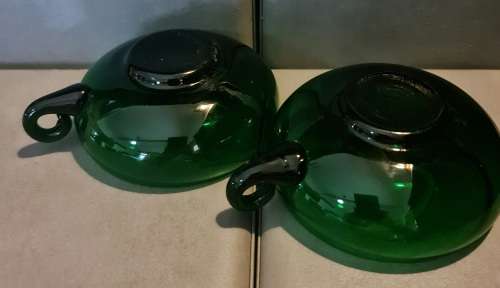 Vintage Kumela Green Glass Dessert Bowls, Set of 2