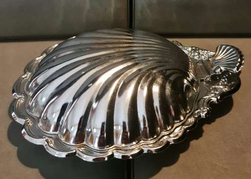 Seashell Dish, Silver Butter Dish, Silver Caviar Server with blue inset