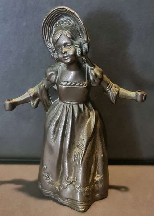 Antique pewter maiden candlelabra Little Matchgirl candle snuffer