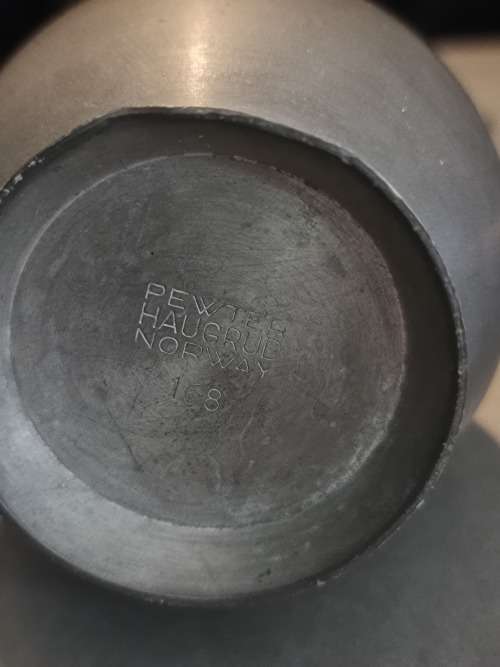 Vintage Norway Pewter Pitcher Haugrud Stamped
