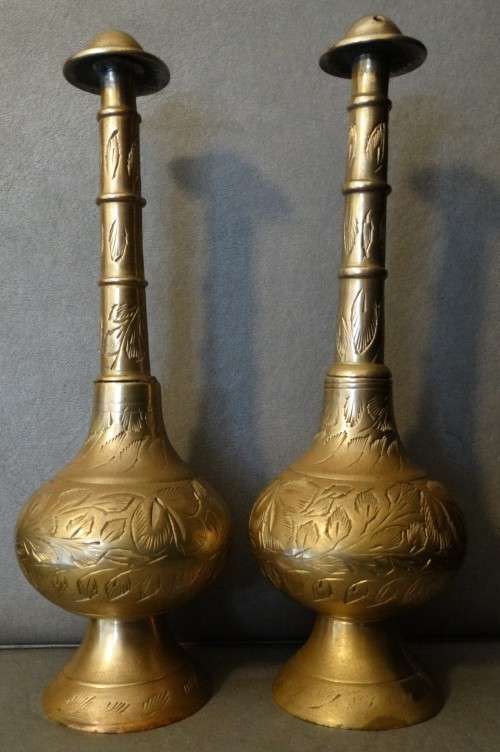 Beautiful set of etched Indian rose water / incense diffuser