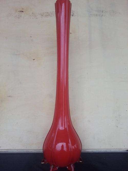 Reddish tall Maranno glass vase  with claw foot bottom