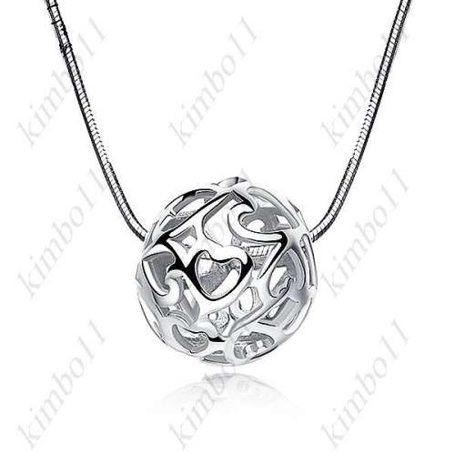 Fashion Necklace Jewelry 925 Sterling Silver Hollow Ball Necklace Pendant for Women
