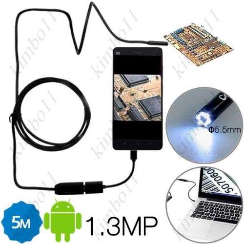 5M 5.5mm 6 LED Lens IP67 USB Android 1.3MP Endoscope Borescope Waterproof Camera f Android Smartphon