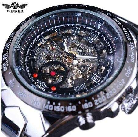 Bezel Golden Mens Montre Homme Automatic Skeleton Watch (7 different styles)